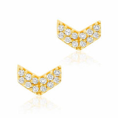 chevron post earrings in yellow gold