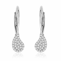 Paisley leverback earrings in white gold
