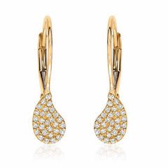 Paisley leverback earrings in yellow gold