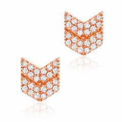 double chevron post earrings in rose gold