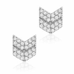 double chevron post earrings in white gold
