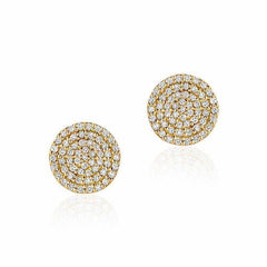large round pave diamond posts in yellow gold