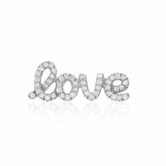 love script post earring in white gold