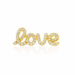 love script post earring in yellow gold