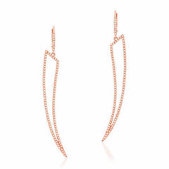 open horn drop earrings with diamonds in rose gold