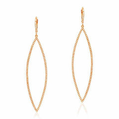 Open Elongated Marquise Earrings With Diamonds in Rose Gold