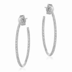 25mm in and out post hoop earrings in white gold