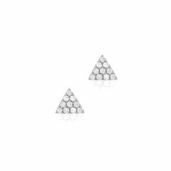 mini triangle pave post earrings with diamonds in white gold