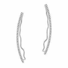 long diamond ear climbers with diamonds in white gold