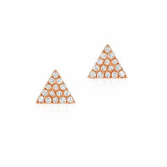 Triangle Pave Post Earrings in rose gold