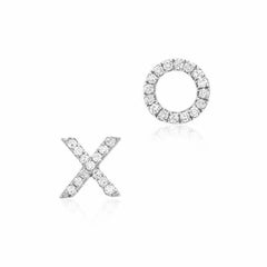 xo post earrings with diamonds in white gold
