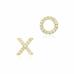 xo post earrings with diamonds in yellow gold