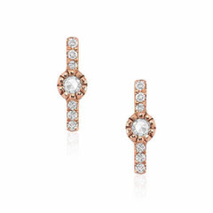 mini bar and rose cut post earrings in rose gold