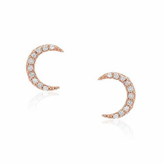 crescent moon post earrings in rose gold