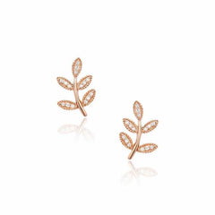 small leaf post earrings in rose gold