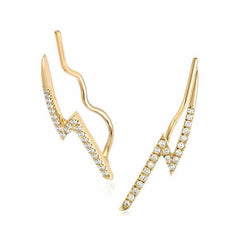 lightning bolt climber earrings with diamonds in yellow gold