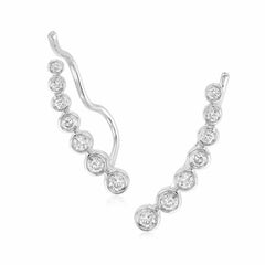 bubble bezel set ear climbers in white gold