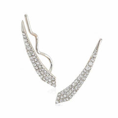 comet pave ear climbers in white gold