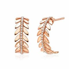 Wreath hoop earrings with line diamonds in rose gold