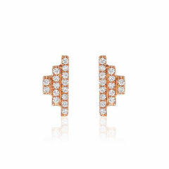step diamond post earrings in rose gold