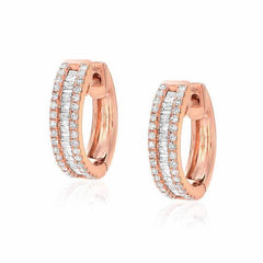 Heirloom baguette diamond huggies in rose gold