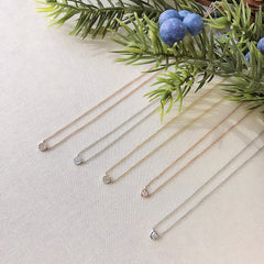 Petite Pave Disc Necklace - 4.5mm Diameter