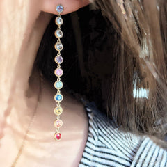 Linea Rainbow Sapphire Dangle Earrings
