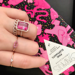One of a Kind Banded Tourmaline Ring in Rose Gold