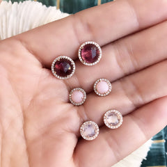 One of a Kind 7.0mm Rosie Post Earrings in Pink Tourmaline
