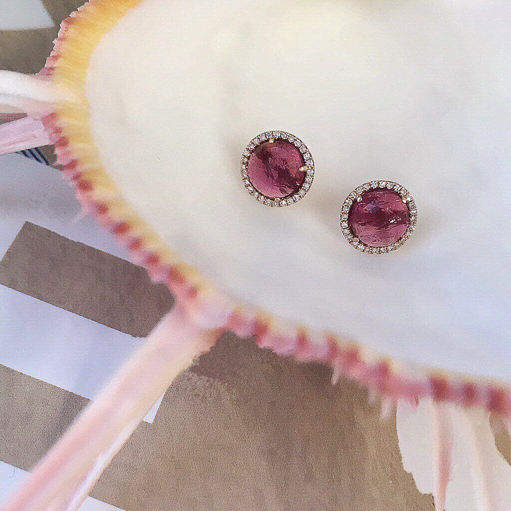 One of a Kind 7.0mm Rosie Post Earrings in Pink Tourmaline