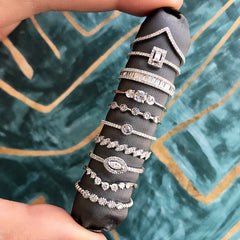 Beaded Band with Five Bezel Set Diamonds