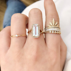 Beaded Band with Five Bezel Set Diamonds