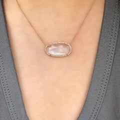 One of a Kind Organic Shaped Rainbow Moonstone Necklace