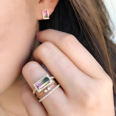 Double Petite Bezel Set Diamond Band