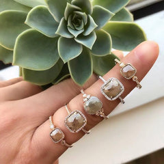 One of a Kind Rustic Diamond Ring in Yellow Gold