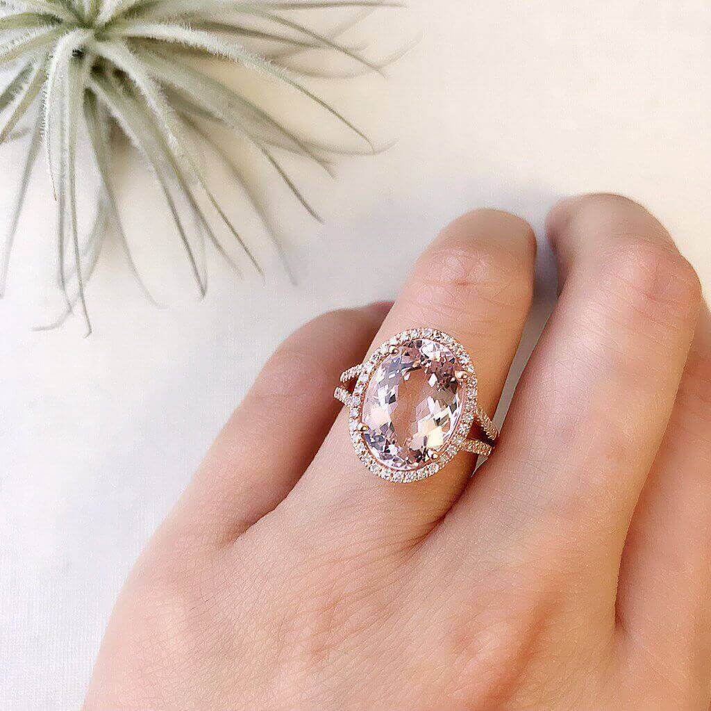 One of a Kind Split Shank Morganite Ring