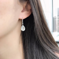 White Topaz and Diamond Teardrop Earrings