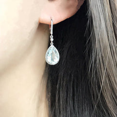 White Topaz and Diamond Teardrop Earrings