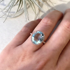 Oval Aquamarine and Diamond Ring - Medium