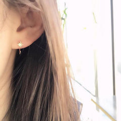 petite starburst three quarter hoops on ear