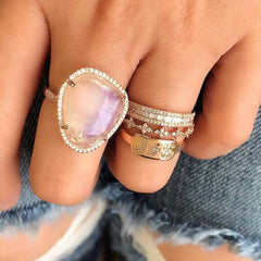 initial plaque ring stacked with other bands