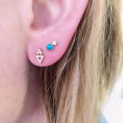 Petite Double Triangle Pave Post Earrings