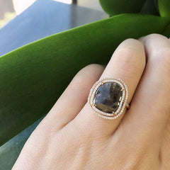 one of a kind diamond slice ring on hand