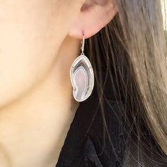 Agate earrings on ear
