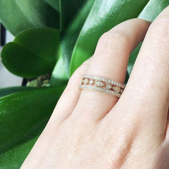 pear milgrain eternity band on hand