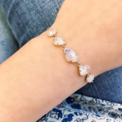 One of a Kind Multi Rainbow Moonstone Bracelet