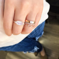 Marquise Rainbow Moonstone Ring