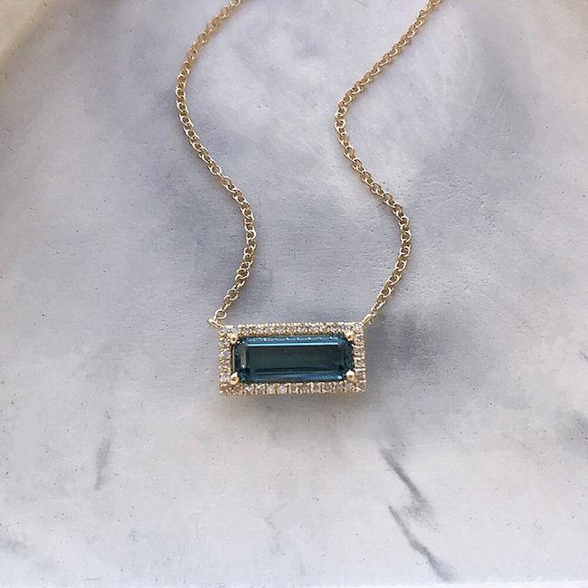 london blue topaz landscape necklace