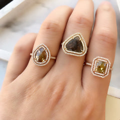 One of a Kind Diamond Slice Double Halo Ring