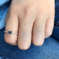 One of a Kind London Blue Topaz Landscape Ring in Rose Gold